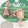 Football Drop Earrings with Star Studs and Crystals