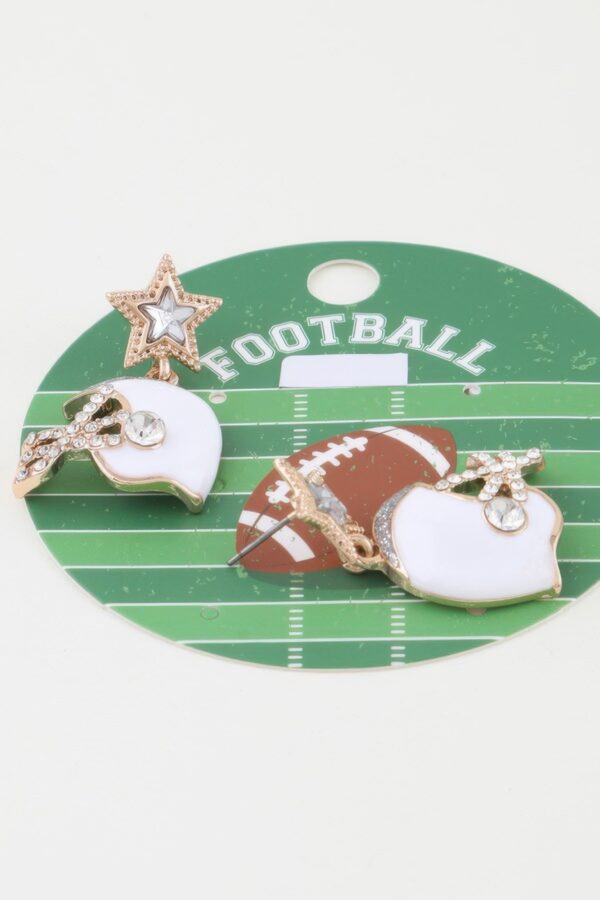 Game Day Helmet Drop Earrings - Crystal Star Studs