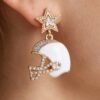Game Day Helmet Drop Earrings - Crystal Star Studs