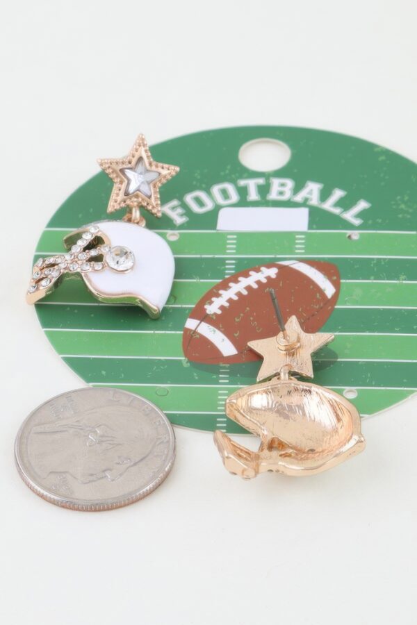 Game Day Helmet Drop Earrings - Crystal Star Studs