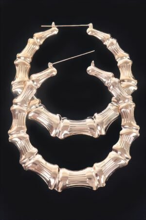 Bamboo Metal 10cm Hoop Earrings – Textured Oversized Hoops