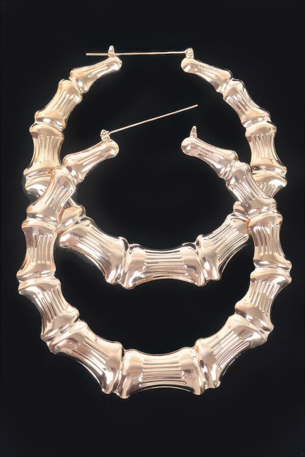 Bamboo Metal 10cm Hoop Earrings – Textured Oversized Hoops