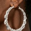 Bamboo Metal 10cm Hoop Earrings - Textured Oversized Hoops