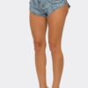 Cut It Out High-Waisted Denim Shorts - Raw Hem