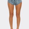 Cut It Out High-Waisted Denim Shorts - Raw Hem