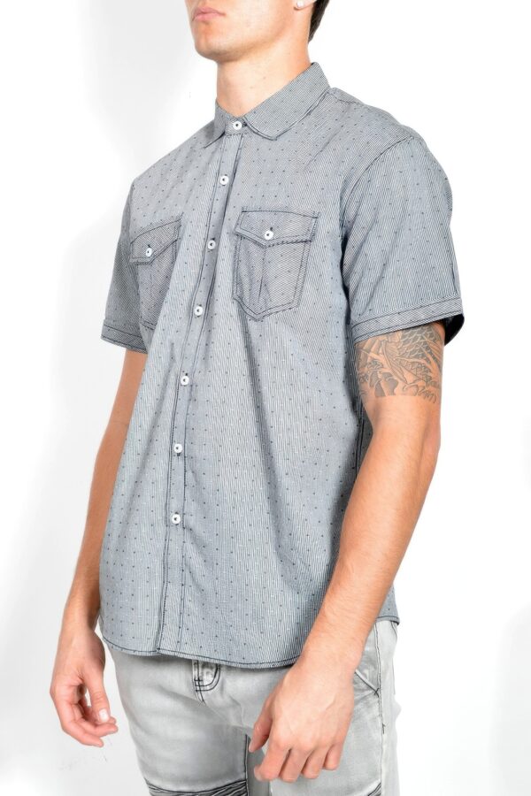 Men's Patterned Short-Sleeve Button Shirt - Cotton Blend