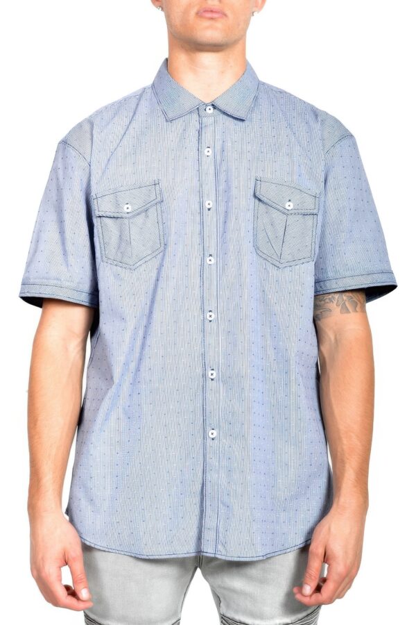 Men's Patterned Short-Sleeve Button Shirt - Cotton Blend