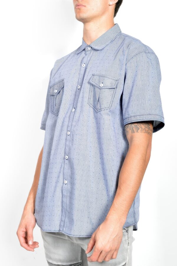 Men's Patterned Short-Sleeve Button Shirt - Cotton Blend