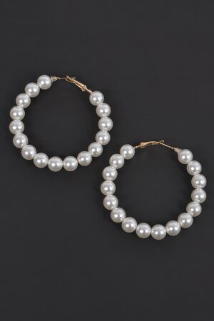 Upside Down Pearl Hoop Earrings – Connected Faux Pearls