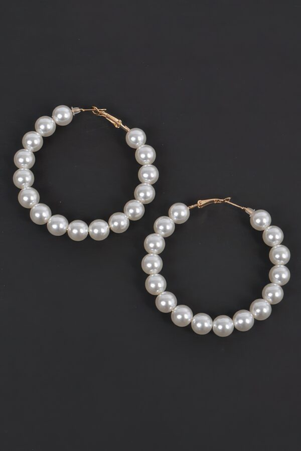 Upside Down Pearl Hoop Earrings – Connected Faux Pearls