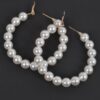 Upside Down Pearl Hoop Earrings - Connected Faux Pearls