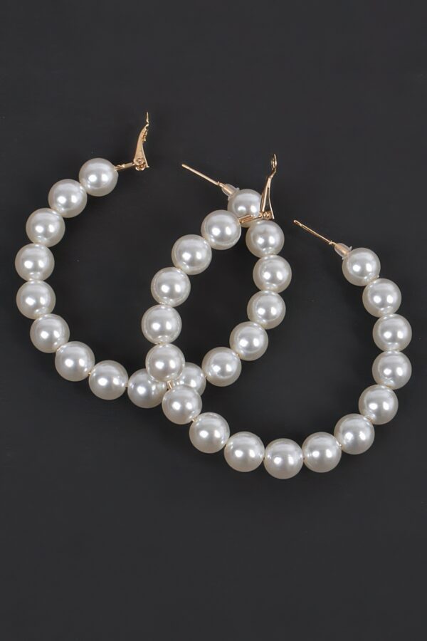 Upside Down Pearl Hoop Earrings - Connected Faux Pearls