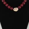 Marble Beaded Necklace with Polished Oval Pendant