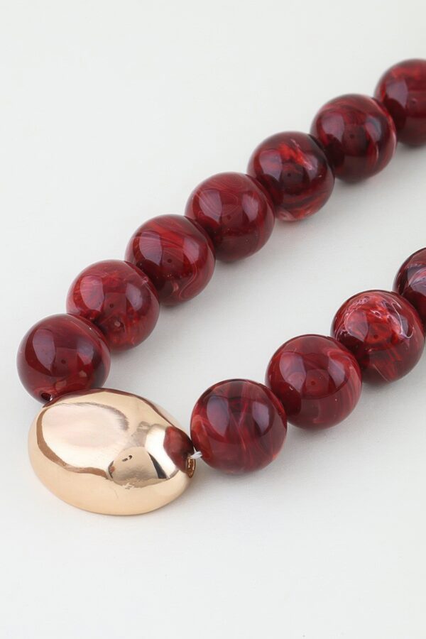 Marble Beaded Necklace with Polished Oval Pendant