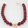 Marble Beaded Necklace with Polished Oval Pendant