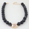 Marble Beaded Necklace with Polished Oval Pendant