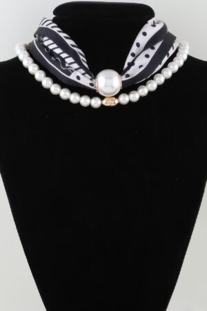 Scarf Beaded Choker Necklace – Geometric Scarf Accent