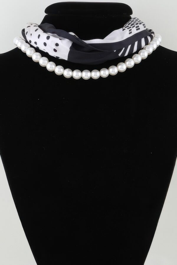 Scarf Beaded Choker Necklace - Geometric Scarf Accent