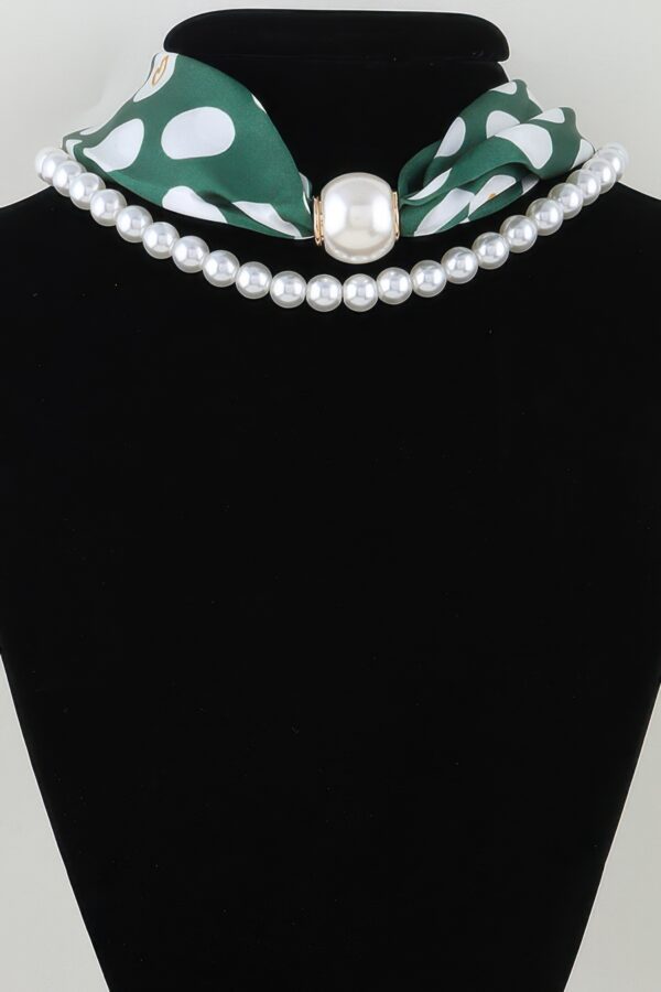 Scarf Beaded Choker Necklace - Geometric Scarf Accent
