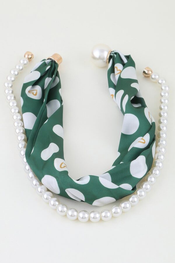 Scarf Beaded Choker Necklace - Geometric Scarf Accent
