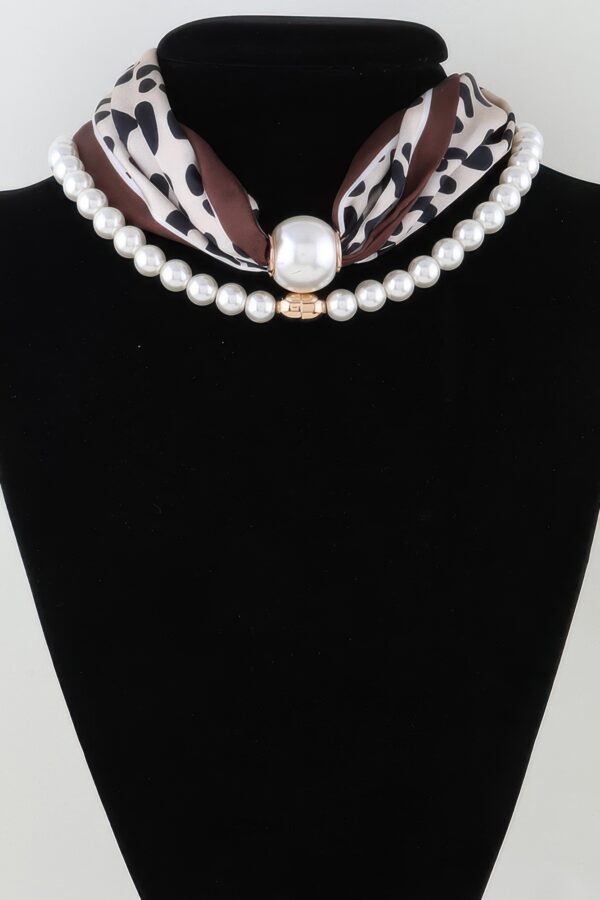 Scarf Beaded Choker Necklace - Geometric Scarf Accent