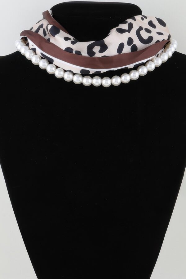 Scarf Beaded Choker Necklace - Geometric Scarf Accent