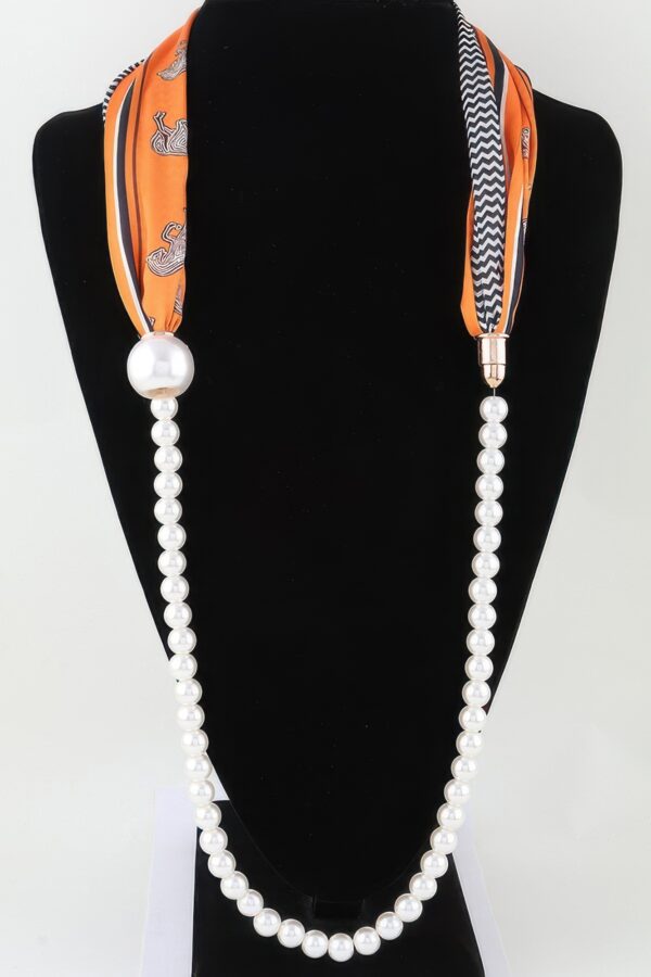 Scarf Beaded Choker Necklace - Geometric Scarf Accent