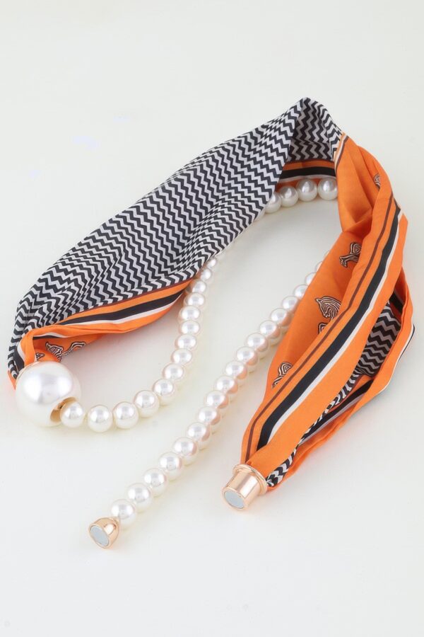 Scarf Beaded Choker Necklace - Geometric Scarf Accent