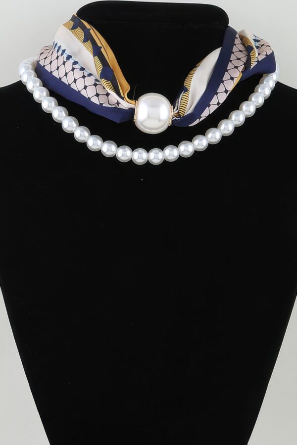 Scarf Beaded Choker Necklace - Geometric Scarf Accent