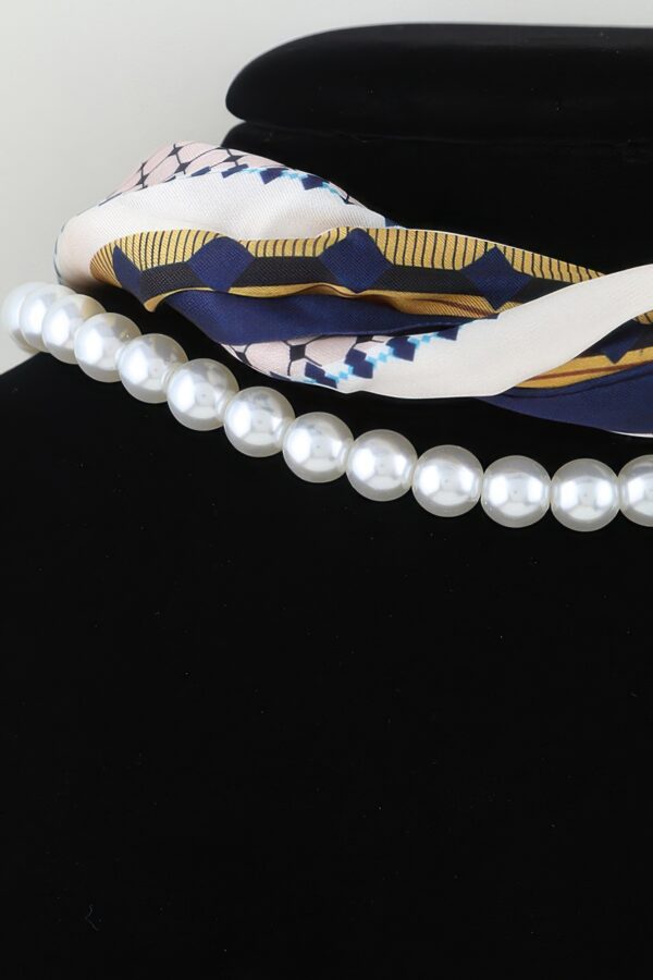 Scarf Beaded Choker Necklace - Geometric Scarf Accent