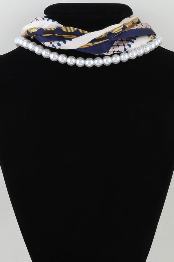 Scarf Beaded Choker Necklace - Geometric Scarf Accent