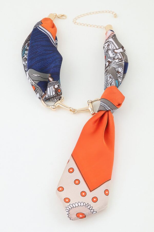 Patterned Scarf Wrap Necklace with Toggle Clasp