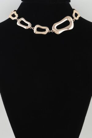 Abstract Open-Link Choker Necklace with Oversized Center