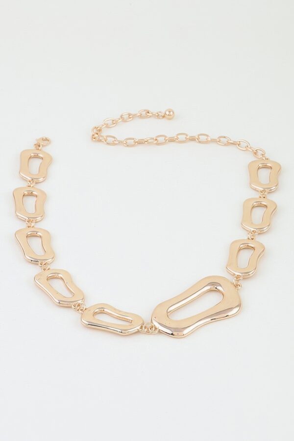 Abstract Open-Link Choker Necklace with Oversized Center