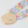 Triple Beaded Disc Statement Necklace - Textured Pendant