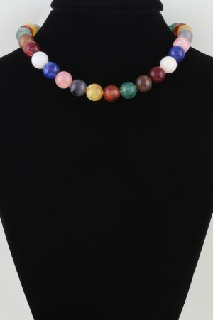 Multicolor Beaded Statement Necklace – Marbled & Translucent