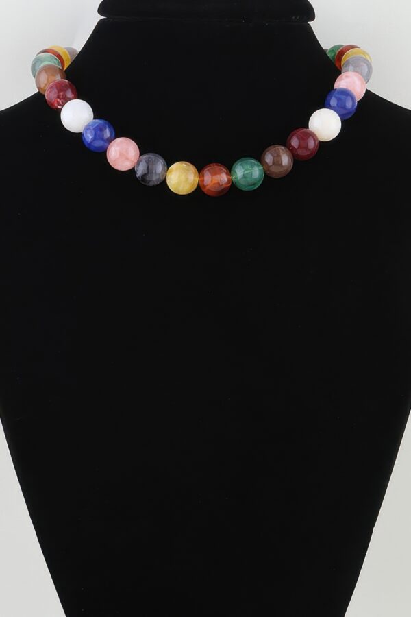 Multicolor Beaded Statement Necklace – Marbled & Translucent