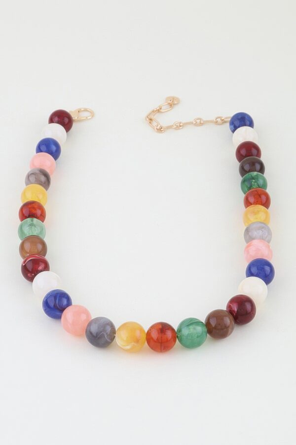 Multicolor Beaded Statement Necklace - Marbled & Translucent