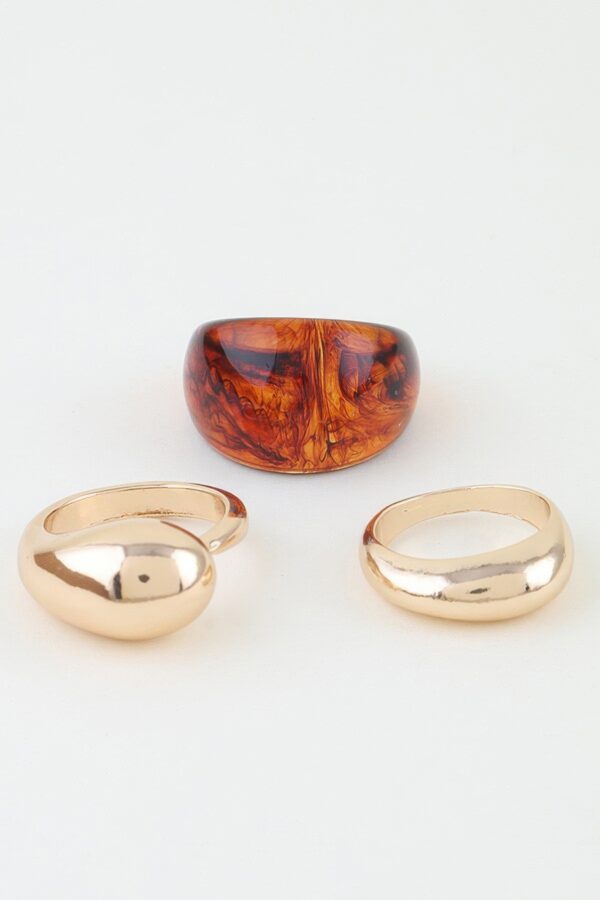3-Piece Polished Marble-Inspired Ring Set