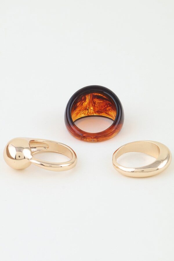 3-Piece Polished Marble-Inspired Ring Set