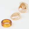 Triple Band Statement Ring Set - Polished & Marble Look