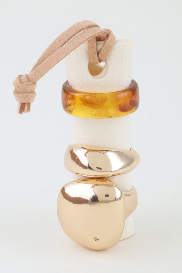 Triple Band Statement Ring Set - Polished & Marble Look