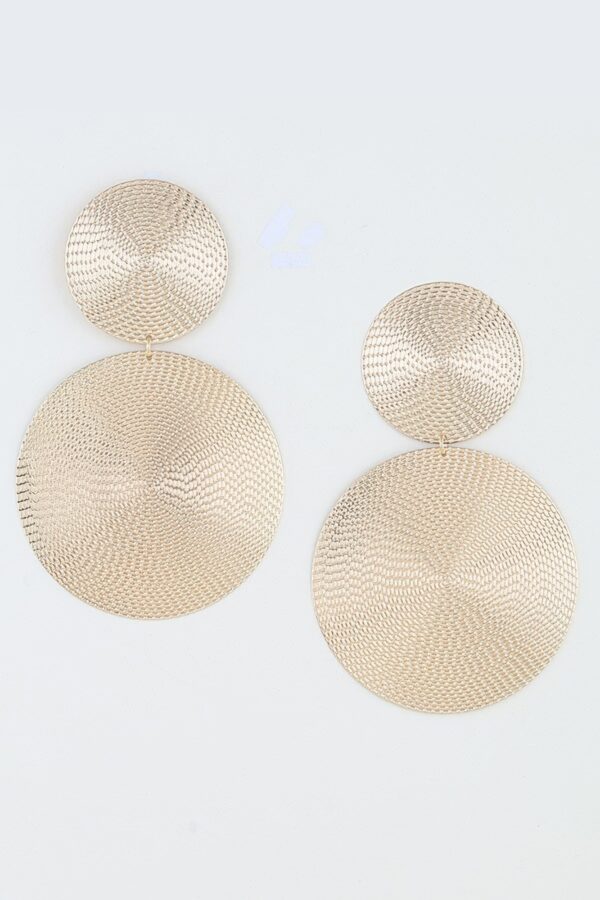 Engraved Weave Double-Disc Earrings – Polished