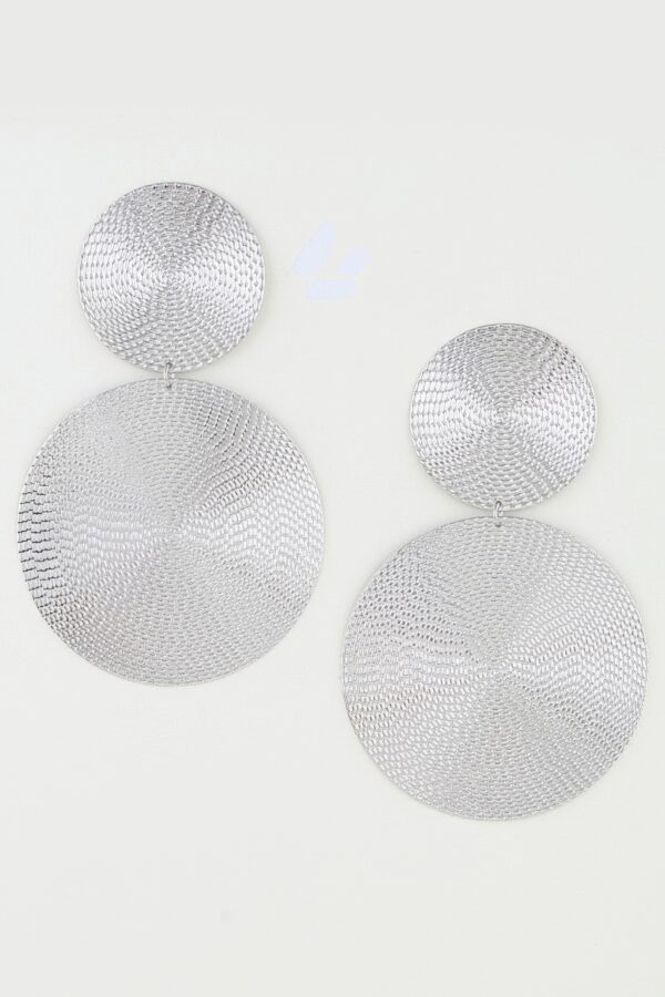 Engraved Weave Double-Disc Earrings - Polished