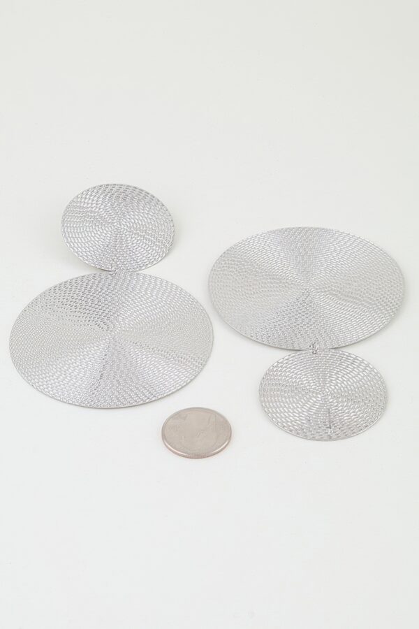 Engraved Weave Double-Disc Earrings - Polished