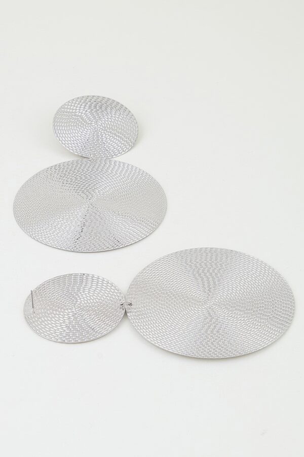 Engraved Weave Double-Disc Earrings - Polished