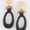 Open Oval Drop Earrings with Stone & Wood Accents
