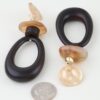 Open Oval Drop Earrings with Stone & Wood Accents
