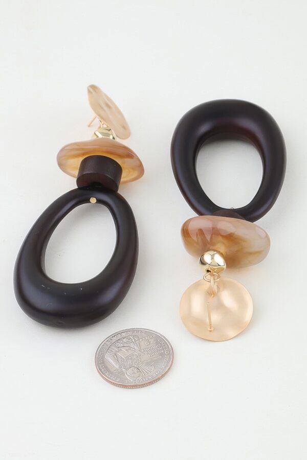 Open Oval Drop Earrings with Stone & Wood Accents
