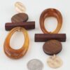Modern Earth Marbled Drop Earrings with Wood Accents